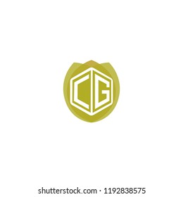Initial Letter CG, C, G Hexagonal Shape Logo Design with Leaf, Eco, Nature, Organic Illustration for Company Identity