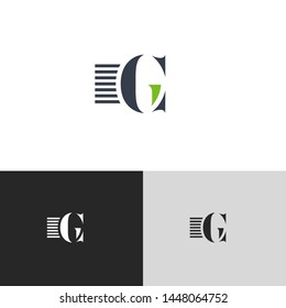 Initial Letter cg c g  uppercase modern logo design template elements. green letter Isolated on black white grey background. Suitable for business, consulting group company.