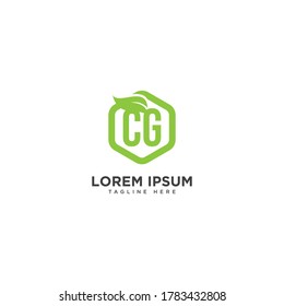 Initial letter CG eco leaf logo icon design template elements