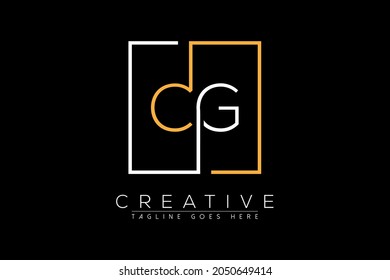 Initial letter cg, gc, c, g elegant and luxury Initial with Rectangular frame minimal monogram logo design vector template