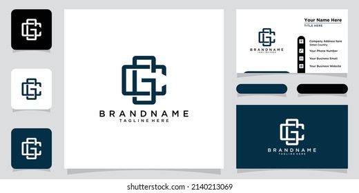 Initial letter CG or GC creative logo template with business card design