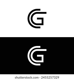 Initial letter CG or GC logo design vector black and white