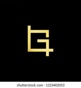 Initial letter CG GC minimalist art logo, gold color on black background.