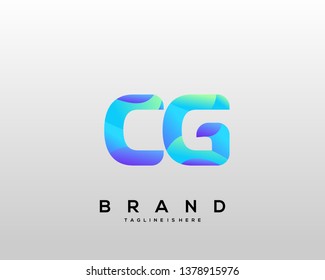 Initial letter CG logo with colorful background, letter combination logo design for creative industry, web, business and company. - Vector
