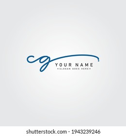 Initial Letter CG Logo - Handwritten Signature Style Logo