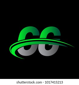 initial letter CG logotype company name colored green and black swoosh design. vector logo for business and company identity.