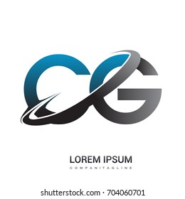 initial letter CG logotype company name colored blue and grey swoosh design. logo design for business and company identity.