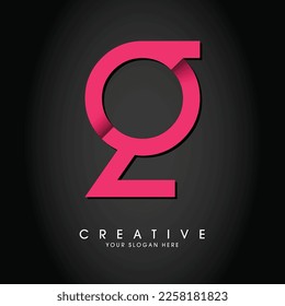 initial letter cg modern linked circle round lowercase logo pink