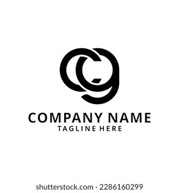 letra inicial cg logotipo de minúscula de círculo enlazado moderno redondeado