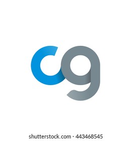 initial letter cg modern linked circle round lowercase logo blue gray