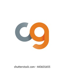 initial letter cg modern linked circle round lowercase logo orange gray