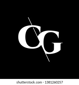 Initial Letter CG Monogram Sliced. Modern logo template isolated on black background