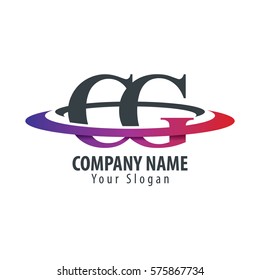 Initial Letter CG With Overlapping Swoosh Circle Logo