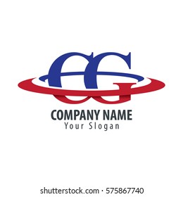 Initial Letter CG With Overlapping Swoosh Circle Logo