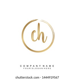 Initial letter CH beautiful handwriting logo vector template
