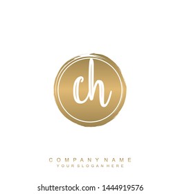 Initial letter CH beautiful handwriting logo vector template