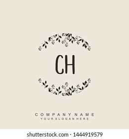 Initial letter CH beautiful handwriting logo vector template