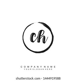 Initial letter CH beautiful handwriting logo vector template