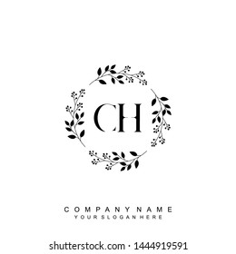 Initial letter CH beautiful handwriting logo vector template