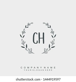 Initial letter CH beautiful handwriting logo vector template