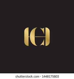 Initial letter ch c h  uppercase modern logo design template elements. Gold letter Isolated on black  background. Suitable for business, consulting group company.