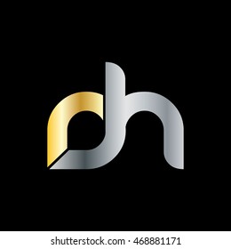 Initial Letter CH DH AH Linked Lowercase Logo Gold Silver