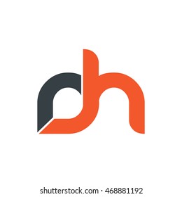 Initial Letter CH DH AH Linked Lowercase Logo Black Orange