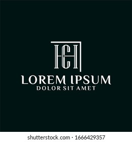 Initial letter CH or HC logo template with luxurious vintage font illustration in flat design monogram symbol
