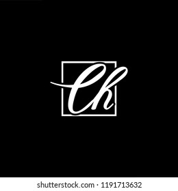 Initial letter CH HC minimalist art monogram shape logo, white color on black background