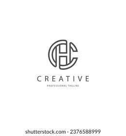 Initial Letter CH With Linked Circle Logo