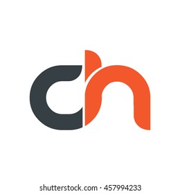 Initial Letter CH Linked Circle Lowercase Logo Black Orange