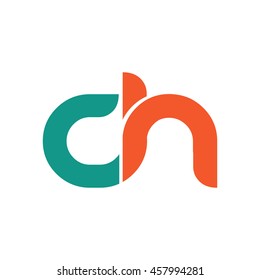 Initial Letter CH Linked Circle Lowercase Logo Green Orange