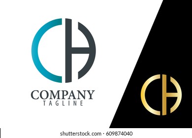 Initial Letter CH With Linked Circle Logo