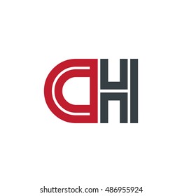 Initial Letter CH Linked Design Logo Red Black
