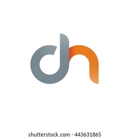 initial letter ch modern linked circle round lowercase logo orange gray