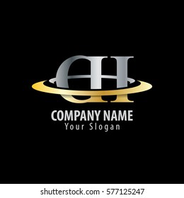 Initial Letter CH With Overlapping Swoosh Circle