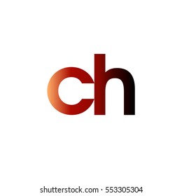 Initial letter CH red brown gradation color logo