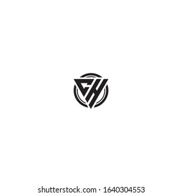 Initial letter CH triangle monogram cool modern logo