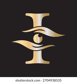 Initial Letter I Charity Logo Combine with Hand and Eye Symbol