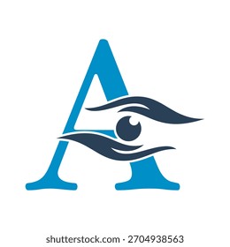 Letra inicial Un logotipo de caridad combinado con el símbolo de la mano y del ojo