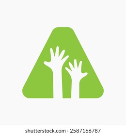 Initial Letter A Charity Logo Design Concept With Two Hand Symbol