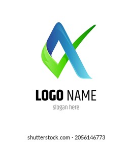 Initial letter A and check logo design template