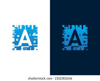 Initial letter A and chip card vector logo design