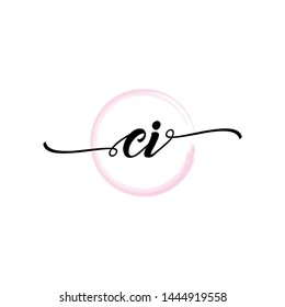 Initial letter CI beautiful handwriting logo vector template