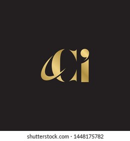 Initial letter ci c i  uppercase modern logo design template elements. Gold letter Isolated on black  background. Suitable for business, consulting group company.