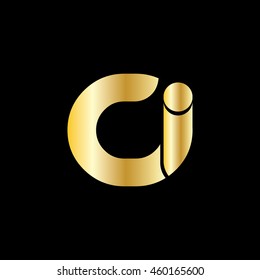 Initial Letter CI Linked Circle Lowercase Logo Gold