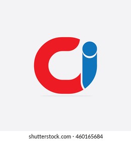 Initial Letter CI Linked Circle Lowercase Logo Red Blue