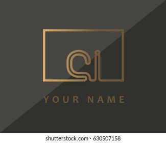 Initial Letter CI Logo Gold Luxury With Box 