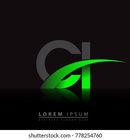 initial letter CI logotype company name colored green and black swoosh design. vector logo for business and company identity.
