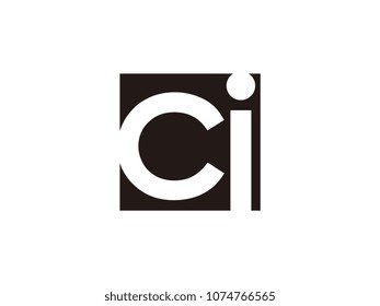 Initial letter ci lowercase logo black and white